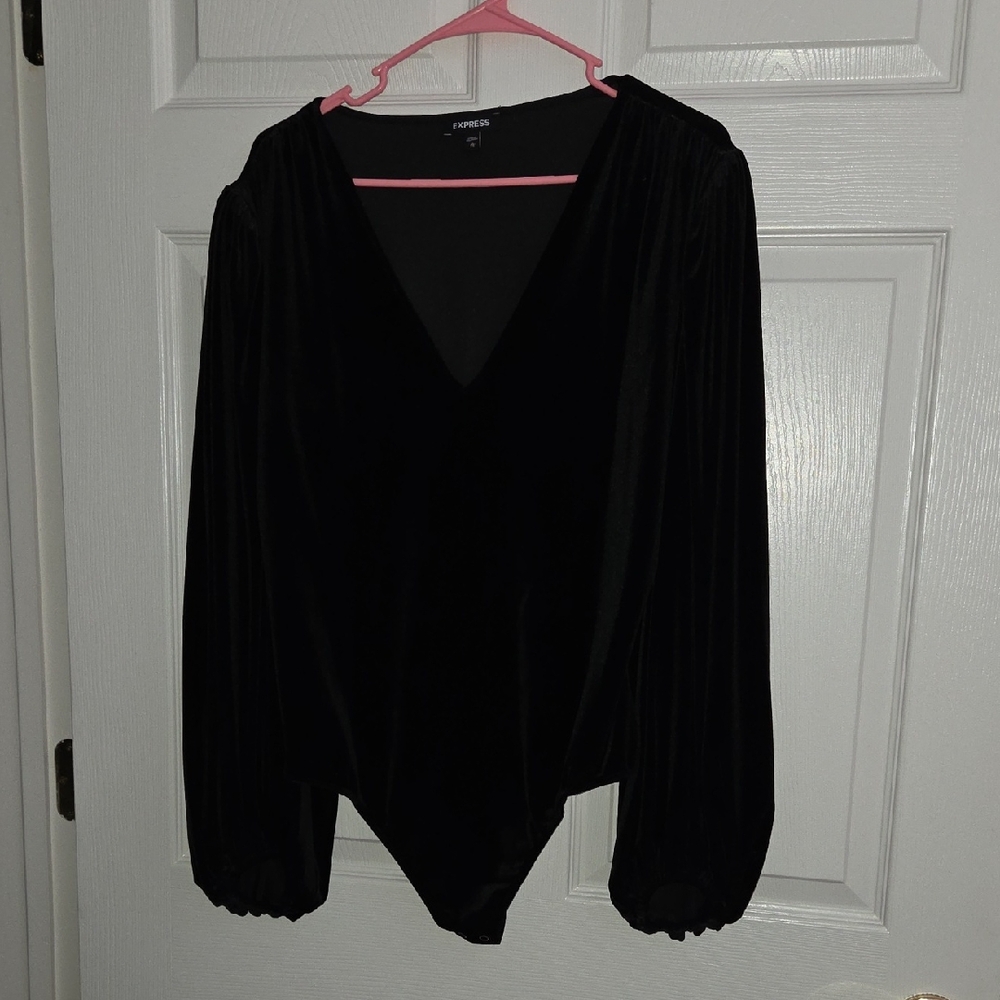 Express Black Velvet Bodysuit